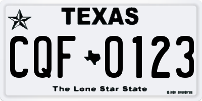 TX license plate CQF0123