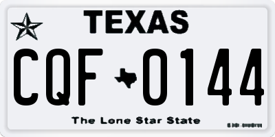 TX license plate CQF0144