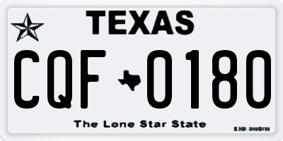 TX license plate CQF0180