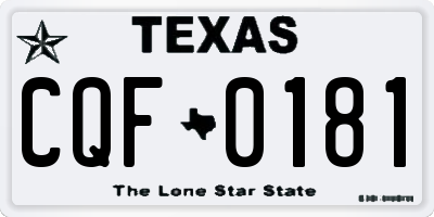 TX license plate CQF0181