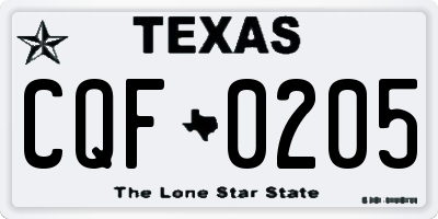 TX license plate CQF0205