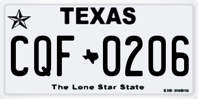 TX license plate CQF0206