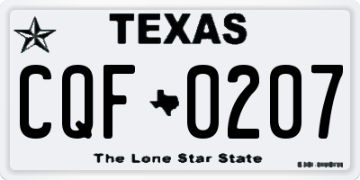 TX license plate CQF0207