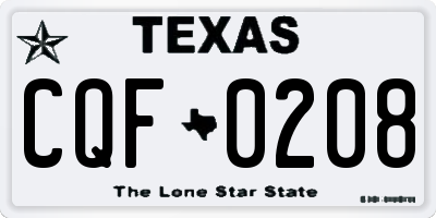 TX license plate CQF0208