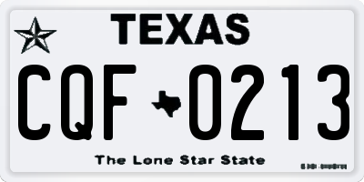 TX license plate CQF0213