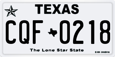 TX license plate CQF0218