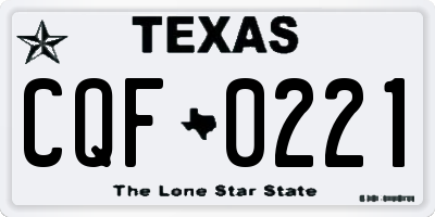 TX license plate CQF0221