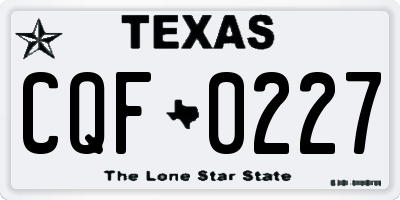 TX license plate CQF0227