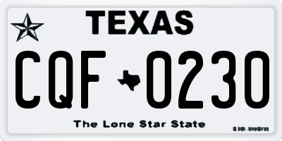 TX license plate CQF0230