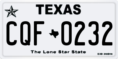TX license plate CQF0232