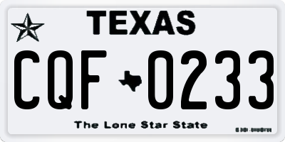 TX license plate CQF0233