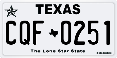 TX license plate CQF0251