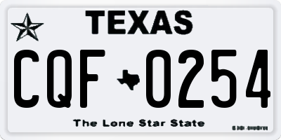 TX license plate CQF0254