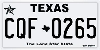 TX license plate CQF0265