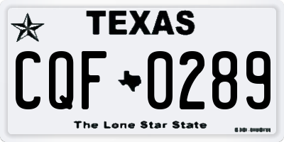 TX license plate CQF0289