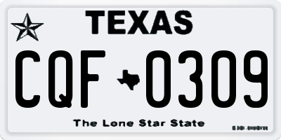 TX license plate CQF0309