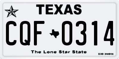 TX license plate CQF0314