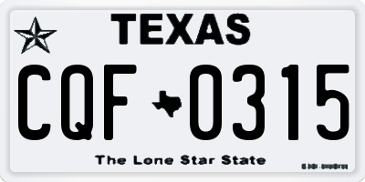TX license plate CQF0315