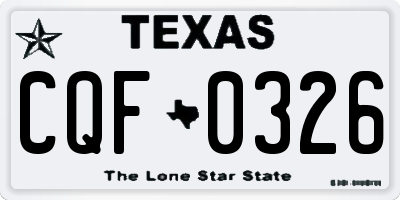 TX license plate CQF0326