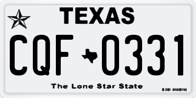 TX license plate CQF0331