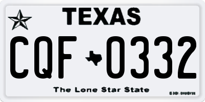 TX license plate CQF0332