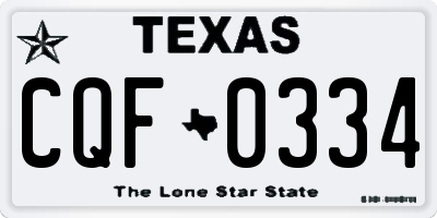 TX license plate CQF0334