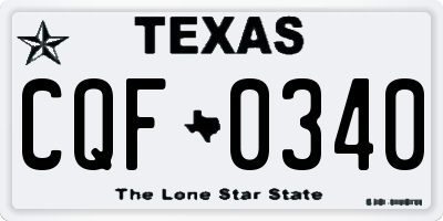 TX license plate CQF0340