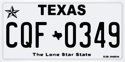 TX license plate CQF0349
