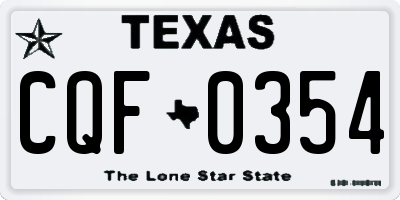 TX license plate CQF0354