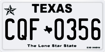 TX license plate CQF0356
