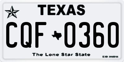 TX license plate CQF0360