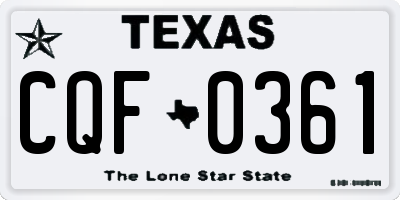 TX license plate CQF0361