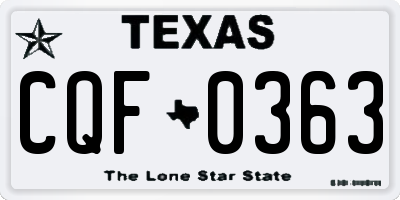 TX license plate CQF0363