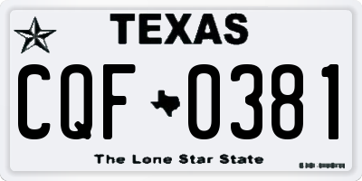 TX license plate CQF0381