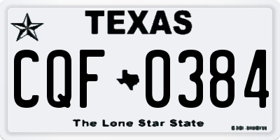 TX license plate CQF0384