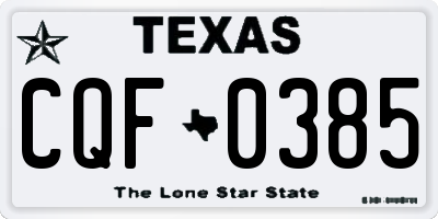 TX license plate CQF0385