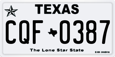 TX license plate CQF0387