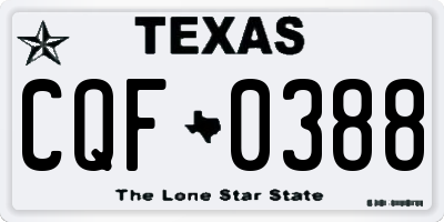 TX license plate CQF0388