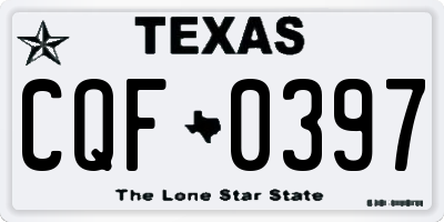 TX license plate CQF0397