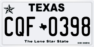 TX license plate CQF0398