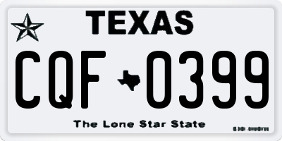 TX license plate CQF0399
