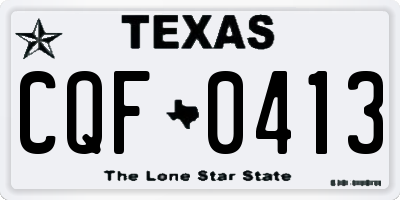 TX license plate CQF0413