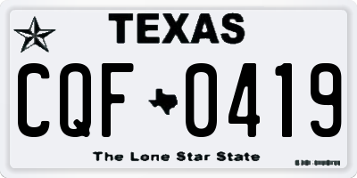 TX license plate CQF0419