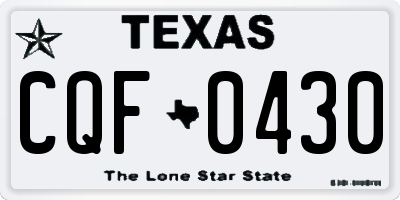 TX license plate CQF0430