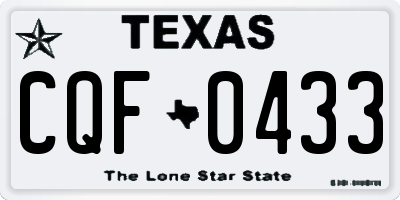 TX license plate CQF0433
