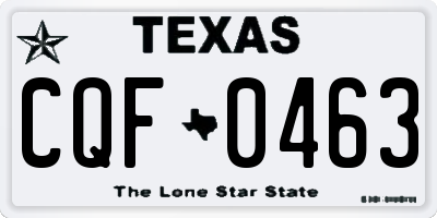 TX license plate CQF0463