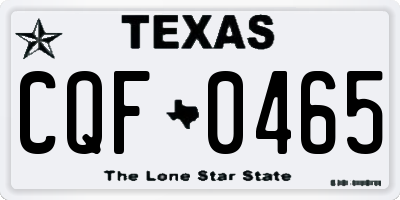 TX license plate CQF0465