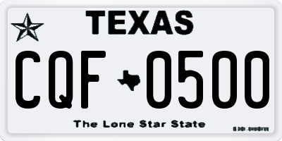 TX license plate CQF0500