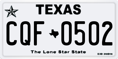 TX license plate CQF0502
