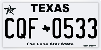 TX license plate CQF0533